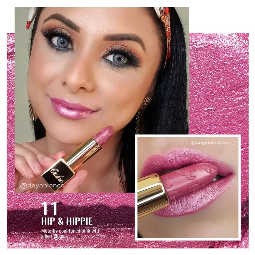 Oulac Pink Lipstick Metallic 3D Shine Lightweight Hydrating High Impact Full Cov
